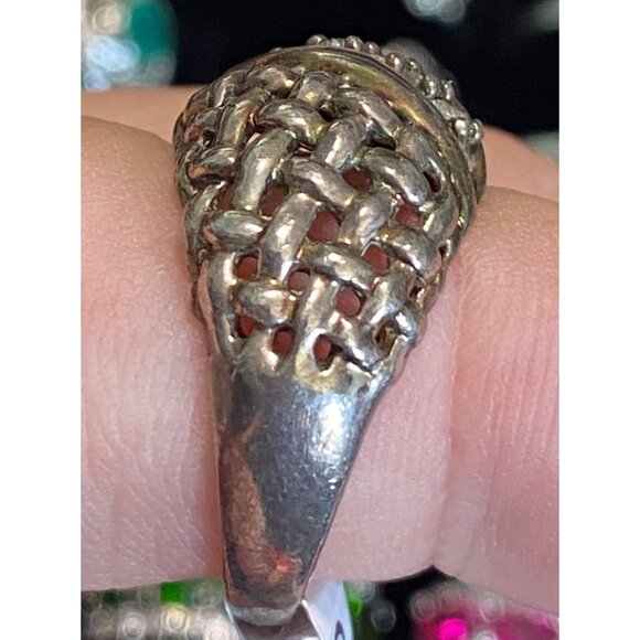 Ring Size 8 Gold Accents CZ Sterling Silver 925 Women Semi-Precious Stone - Picture 6 of 13